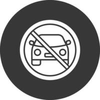 prohibido firmar glifo invertido icono vector