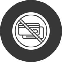 prohibido firmar glifo invertido icono vector