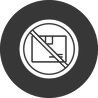 prohibido firmar glifo invertido icono vector