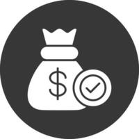 Cash Bag Glyph Inverted Icon vector