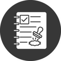 Contract Glyph Inverted Icon vector