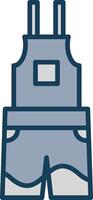 Dungarees Line Filled Grey Icon vector