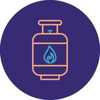 Gas Cylinder Line Two Color Circle Icon vector