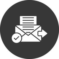 enviar correo glifo invertido icono vector