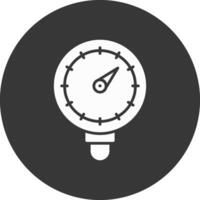 Pressure Gauge Glyph Inverted Icon vector