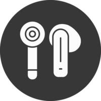 Earbud Glyph Inverted Icon vector