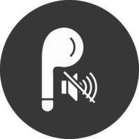 Earbud Glyph Inverted Icon vector