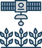Satellite Crop Monitoring Line Filled Grey Icon vector