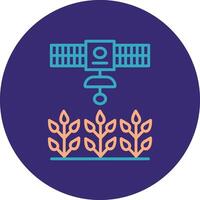 Satellite Crop Monitoring Line Two Color Circle Icon vector