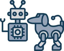 Robot Line Filled Grey Icon vector