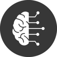 Brain Glyph Inverted Icon vector