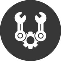 Spanner Glyph Inverted Icon vector