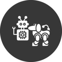 icono de glifo de robot invertido vector