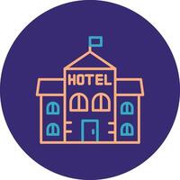 hotel línea dos color circulo icono vector