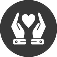 Hands Holding Heart Glyph Inverted Icon vector