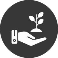 Hand Sprout Glyph Inverted Icon vector