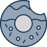 rosquilla línea lleno gris icono vector