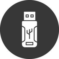 Flash Drive Glyph Inverted Icon vector