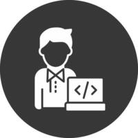 Programmer Glyph Inverted Icon vector