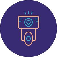 Camera Flash Line Two Color Circle Icon vector