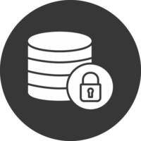 secure Database Glyph Inverted Icon vector