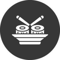 Sushi glifo invertido icono vector