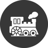 icono de glifo de tren de vapor invertido vector