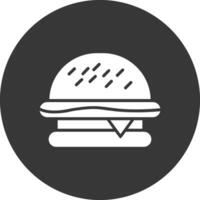 icono de glifo de hamburguesa invertido vector