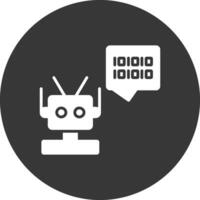 Robot Glyph Inverted Icon vector