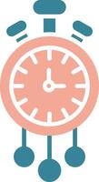 icono de dos colores de glifo de reloj vector