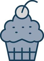 Cup Cake Line Filled Grey Icon vector
