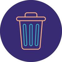 Dustbin Line Two Color Circle Icon vector