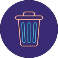 Dustbin Line Two Color Circle Icon vector