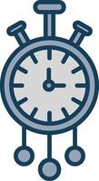 reloj línea lleno gris icono vector