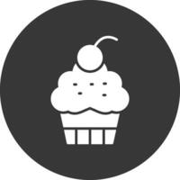 Cup Cake Glyph Inverted Icon vector