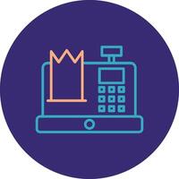 Cash Register Line Two Color Circle Icon vector