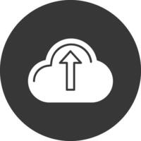 Cloud Uploading Glyph Inverted Icon vector