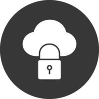 Cloud Lock Glyph Inverted Icon vector