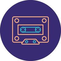 Cassette Line Two Color Circle Icon vector