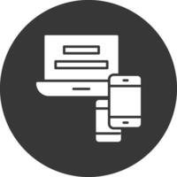 Responsive Website Glyph Inverted Icon vector