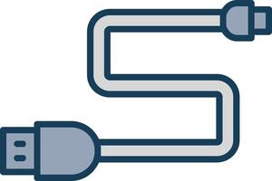 Usb Cable Line Filled Grey Icon vector