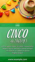 un' manifesto per cinco de mayo con un' cappello e colorato banner psd