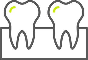 dientes línea dos color icono vector