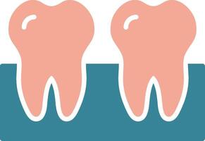 dientes glifo dos color icono vector