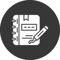 Notebook Glyph Inverted Icon vector