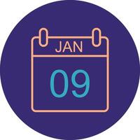 January Line Two Color Circle Icon vector