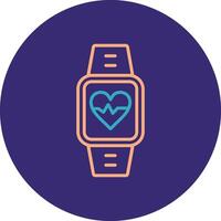 Heart Rate Monitor Line Two Color Circle Icon vector