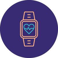 Heart Rate Monitor Line Two Color Circle Icon vector