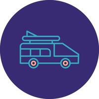 Camper Van Line Two Color Circle Icon vector