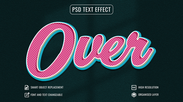 retro text effect with a pink and blue background psd